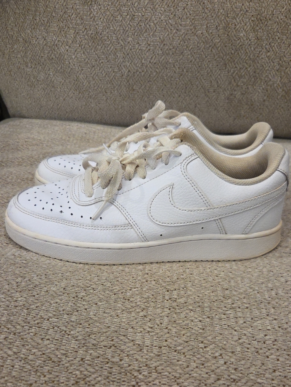 Nike Low-Top Leather Sneakers in White and Cream
